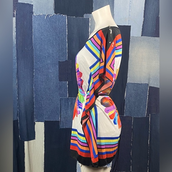 Bold Pretty Little Summer Pool Side Top w/ Elastic Waist Front or Back Tie Sz S - Picture 5 of 6